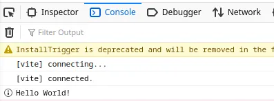 message printed to the console