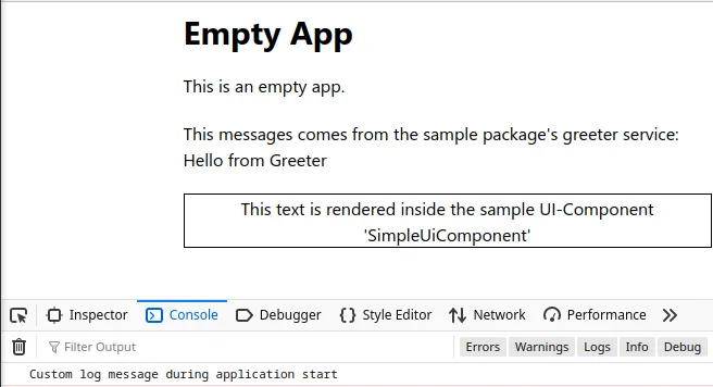 An additional message is printed to the console